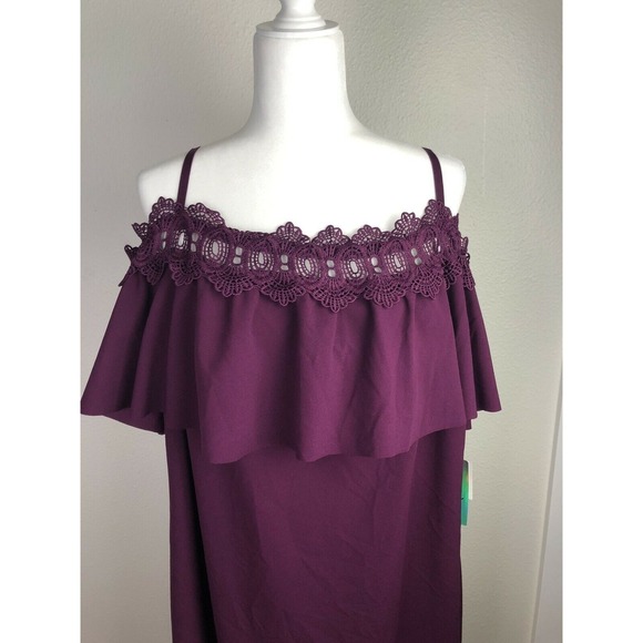 BCX Women's Juniors Purple Lace Sleeveless Cocktail Dress Size 3X - Picture 5 of 12